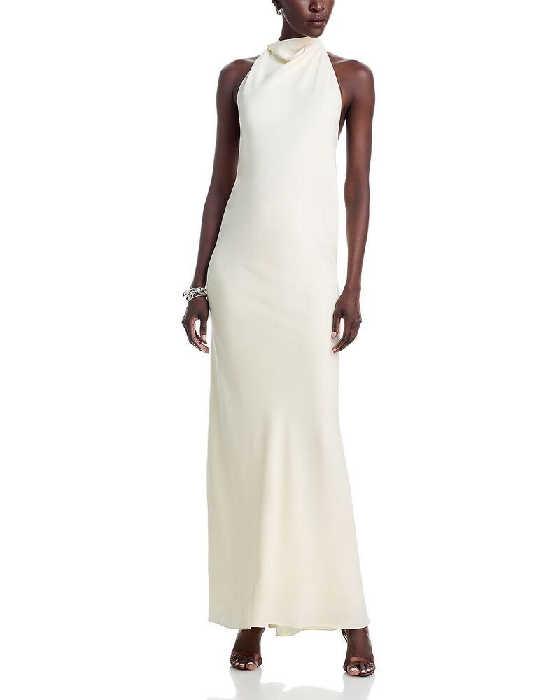ブランドン・mx レディース トップス 衣裳 ハイネック ノースリーブ Brandon Maxwell The Ophelia Sleeveless High Neck Gown Ivory 象牙色