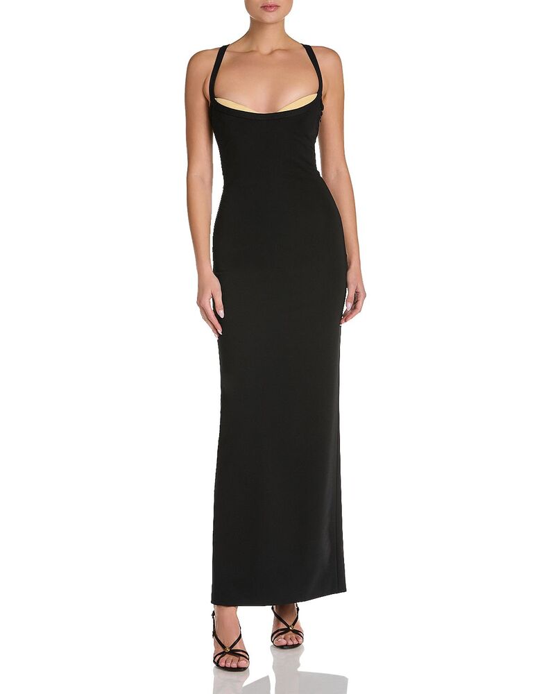 ヴェルサーチ レディース トップス ワンピース ジャージー Versace Lightweight Jersey Dress Black/Banana ブラック｜ReVida 店