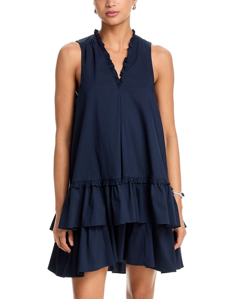 サンク セプト レディース トップス ワンピース Cinq Sept Mae Poplin Dress Navy ネイビー｜ReVida 店