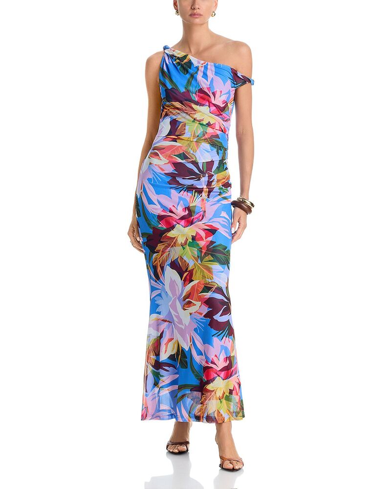 アクア レディース トップス ワンピース メッシュ ストラップレス マキシ AQUA Mesh Strapless Maxi Dress - Exclusive Blue Multi ブルー|ReVida 店