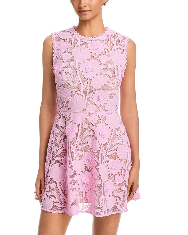 セルフ・ポートレイト レディース トップス 衣裳 ミニ スピード競技 Self-Portrait Lace Mini Dress Pink さくら色