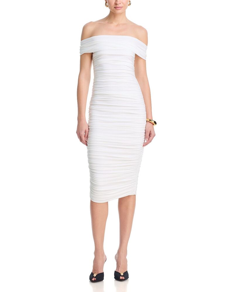 ノーマカマリ レディース トップス ワンピース ノースリーブ Norma Kamali Sleeveless Cowl Neck Side Shirredressnowhite ホワイト｜ReVida 店