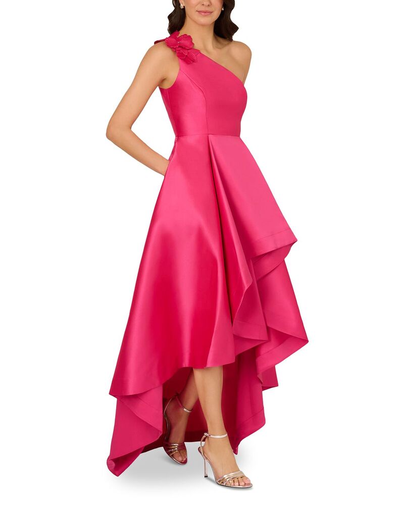 アドリアナ パペル レディース トップス ワンピース Adrianna Papell Mikado High Low Gown Electric Pink ピンク|ReVida 店