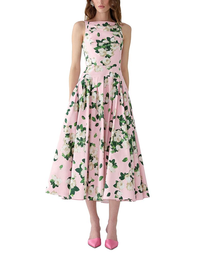 キャロライナヘレラ レディース トップス 衣裳 MIDI Carolina Herrera Drop Waist Midi Dress Rosewater Multi マルチ色つや