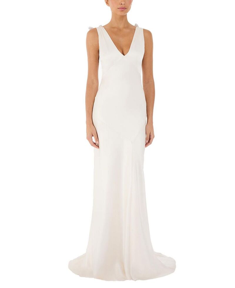 ジェニー・パッカム レディース トップス 衣裳 マキシ Jenny Packham Collette Beaded Bow-Detail Maxi Dress Ivory 象牙色