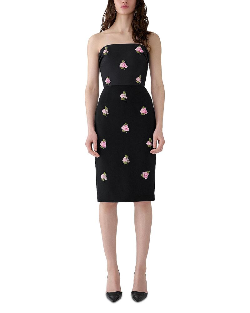 キャロライナヘレラ レディース トップス ワンピーストラップレス 刺繍 Carolina Herrera Strapless Embroideredress Black ブラック｜ReVida 店