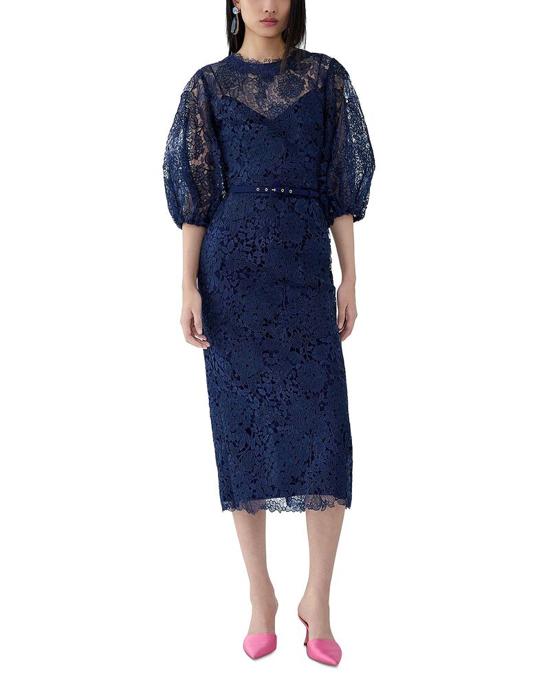キャロライナヘレラ レディース トップス 衣裳 軽気球衣袂 MIDI Carolina Herrera Balloon Sleeve Midi Dress Midnight