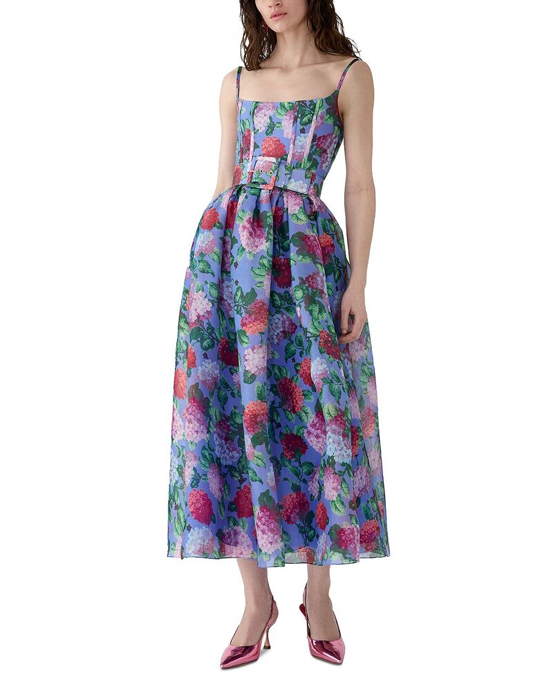キャロライナヘレラ レディース トップス 衣裳 MIDI 地絹 ノースリーブ Carolina Herrera Silk Sleevelesslimidi Dress Isle Blue/Multi 青碧