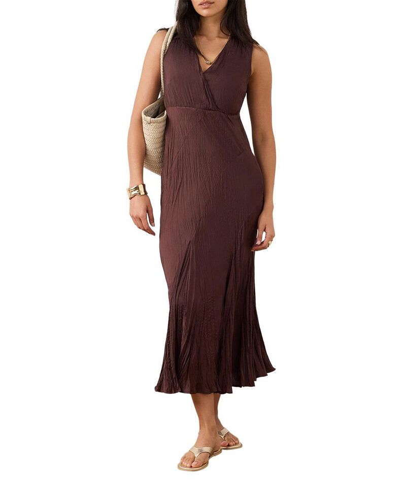 ミルトンベルベット レディース トップス ワンピース マキシ Mint Velvet Women's Crinkle Maxi Dress Burgundy バーガンディ|ReVida 店