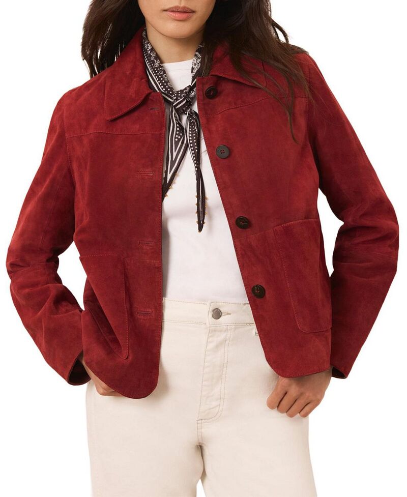 ミルトンベルベット レディース アウター 上衣・上衣 スエードクロス Mint Velvet Women\u0027s Thessential Suede Jacket Red 赤いこと