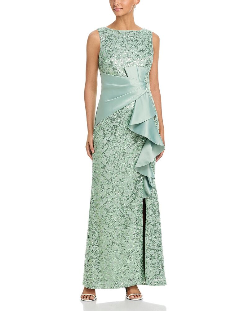 エリザジェイ レディース トップス 衣装 フラウンス ノースリーブ Eliza J Sleeveless Gown with Ruffle Gathered Front Sage サルヴィア