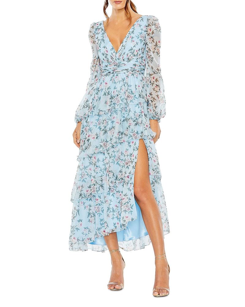マックダガル レディース トップス 衣装 御花柄 刷り上げる 御花 Mac Duggal Puff Sleeve Floral Printedress Aqua Multi アクア