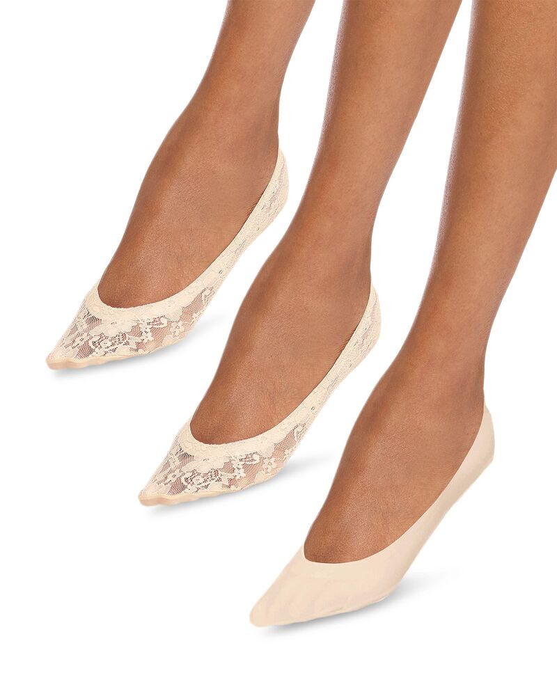 ヒュー レディース アンダーお召しもの ソックス HUE Perfect Edge Liner Socks Pack of 3 Cream 皮膚軟化剤