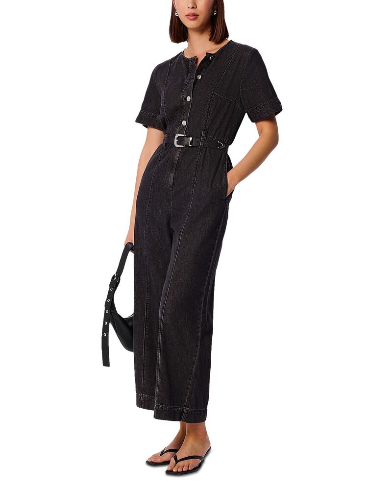 ホイッスルズ レディース トップス 飛び降りる背広 名取り草落ち込む Whistles Button Down Jumpsuit Washed Black 黒いこと