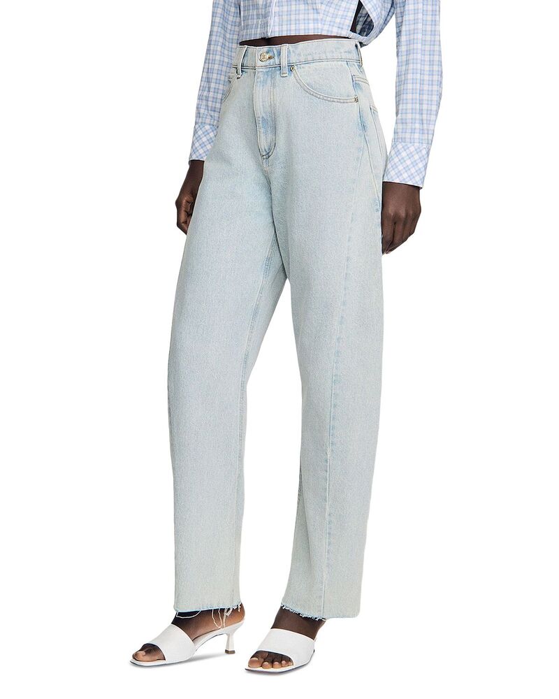 真砂ロ レディース ボトムス ジーンズズボン下 ワイドレッグ デニム Sandro Ethan Wide Leg Barrel Jeans インチ Sky Blue 青み