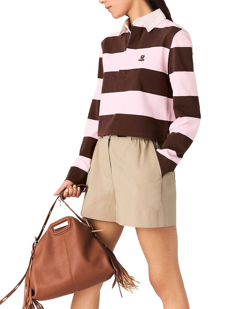 マージュ レディース アウター パーカー・スウェット スポーツシャツ Maje Polo Sweatshirt Brown/Pink さくら色