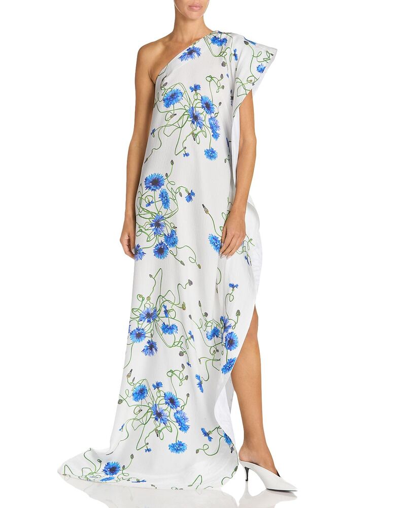 ステラマッカートニー レディース トップス 衣裳 非相称 繻子 Stella McCartney Enversatin Asymmetrical Dress Cornflower