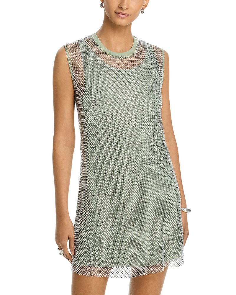 アクア レディース トップス ワンピース ミニ メッシュ AQUA Crystal Mesh Mini Dress - Exclusive Pistachio|ReVida 店