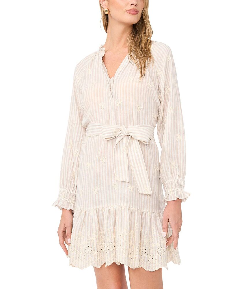 ヴィンスカムート レディース トップス ワンピース フリル ミニ VINCE CAMUTO Ruffled Puffed Sleeve Mini Dress Birch|ReVida 店