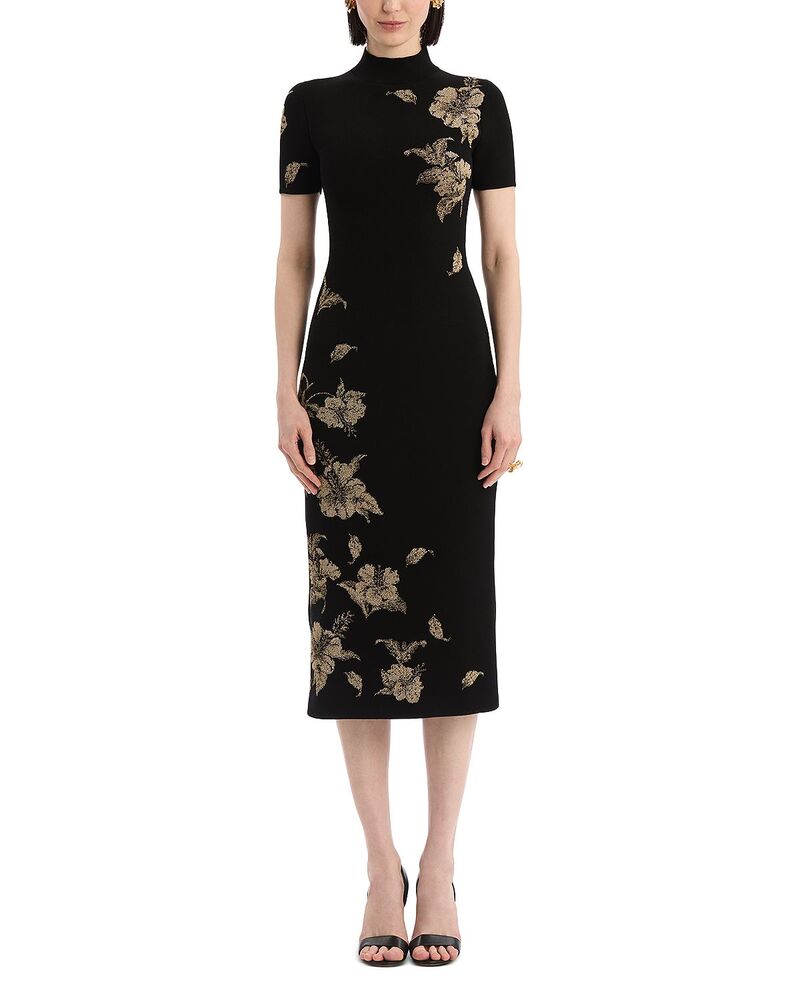 オスカー デ ラ レンタ レディース トップス 衣裳 トール 編み物 Oscar de la Renta Metallic Jacquard Knit Dress Black 黒いこと