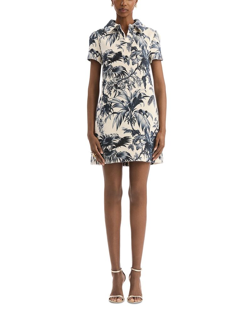 オスカー デ ラ レンタ レディース トップス ワンピース ツイード Oscar de la Renta Short Sleeve Tweeday Dress Navy/Ivory アイボリー|ReVida 店
