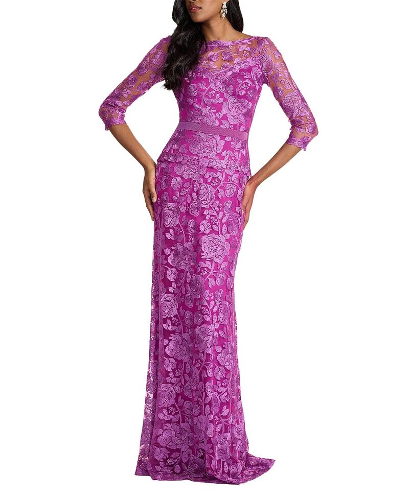 タダシショージ レディース トップス 衣裳 チュール 刺しゅう Tadashi Shoji Carellembroidered Tulle Gown Magenta マゼンタ