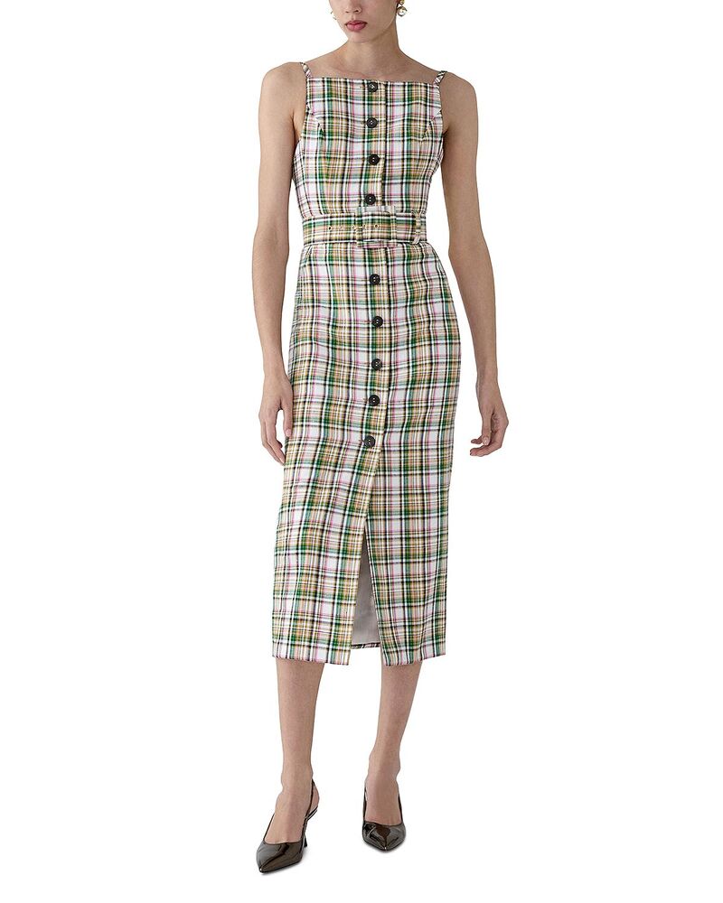 キャロライナヘレラ レディース トップス 衣裳 MIDI ノースリーブ Carolina Herrera Belted Sleeveless Midi Dress Ivory Multi 象牙色