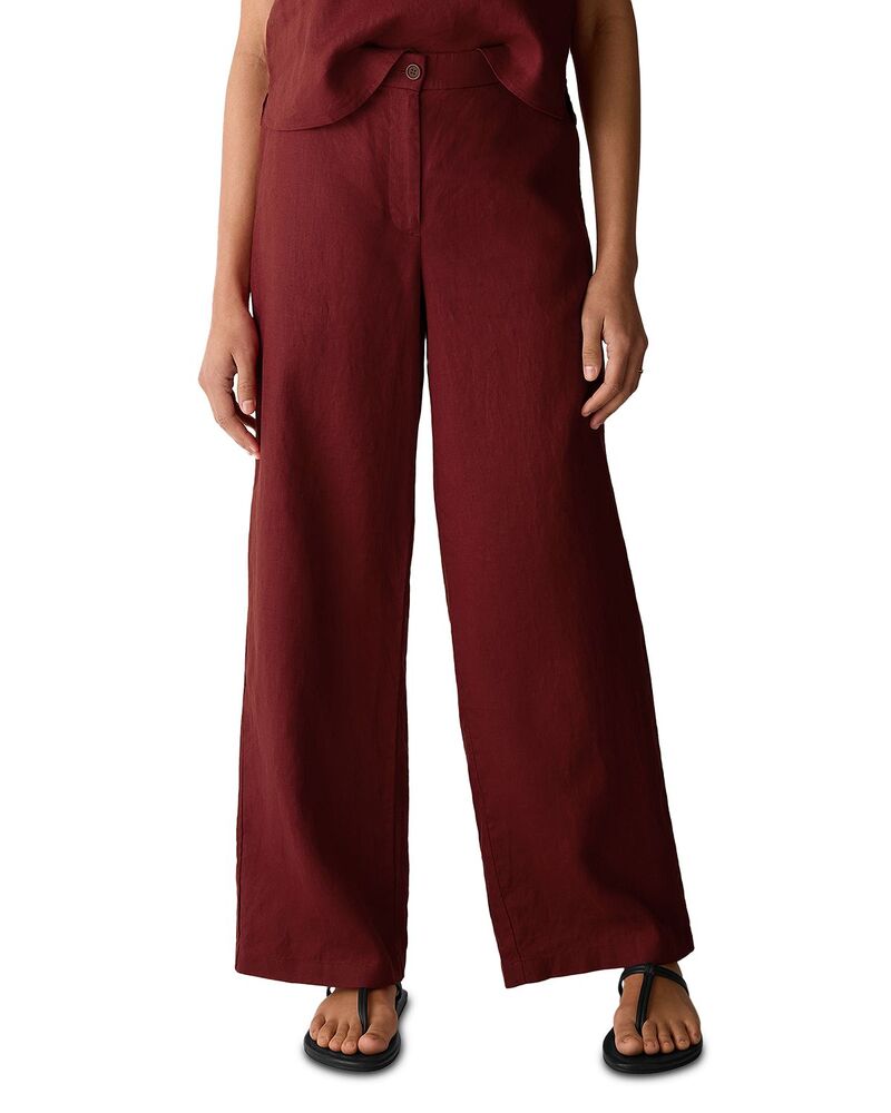 エイリーンフィッシャー レディース ボトムス 心地好いズボン下 ワイドレッグ リネン Eileen Fisher High Rise Wide Leg Linen Pantsdtom