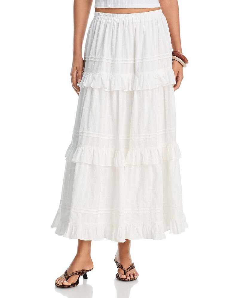 アクア レディース ボトムスカート マキシ AQUA Swiss Dot Maxi Skirt - Exclusive White ホワイト|ReVida 店