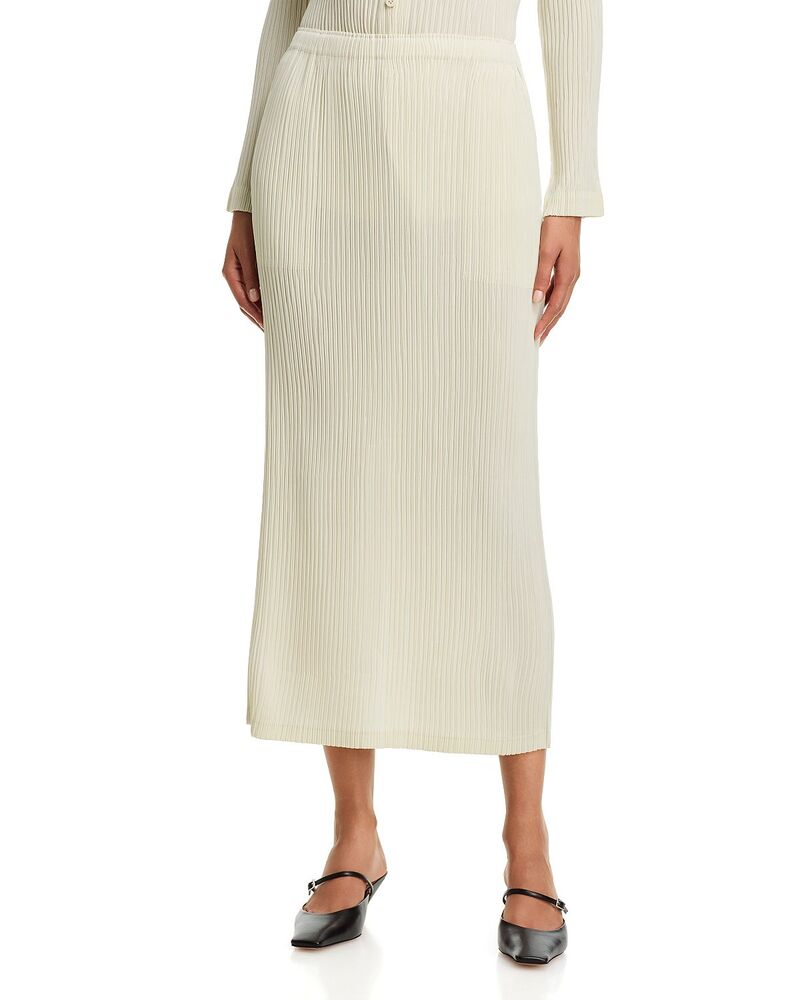 イッセイミヤケ レディース 下つ方スコート Issey Miyake Hatching Pleatskirt Off-white 象牙色