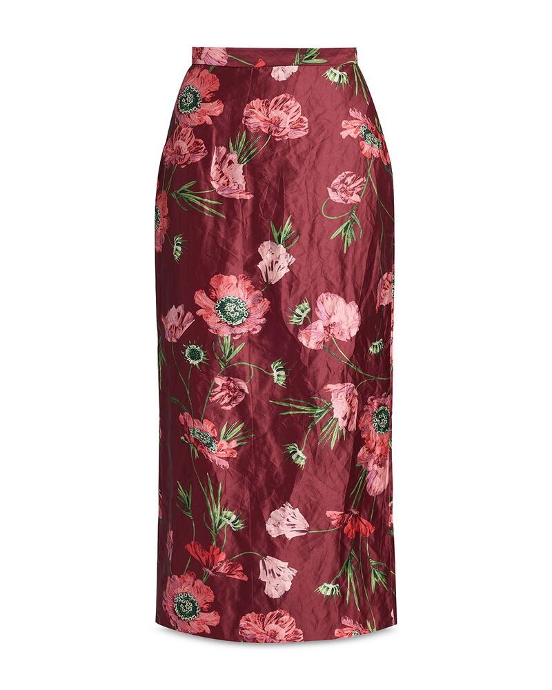 アーデム レディース 下つ方スコート 繻子 Erdem Satin Pencil Skirt Bellepoque Poppy Ruby Red 赤いこと