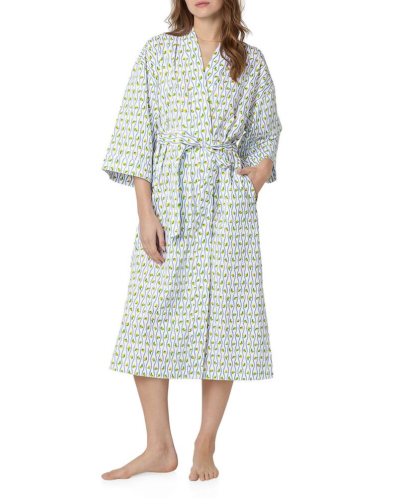 ベッドヘッドパジャマ レディース アンダー御召しもの ナイト爵御召しもの 綿織物 BedHead Pajamas Cotton Poplin Kimono Robe Limencello Stripe 縞模様