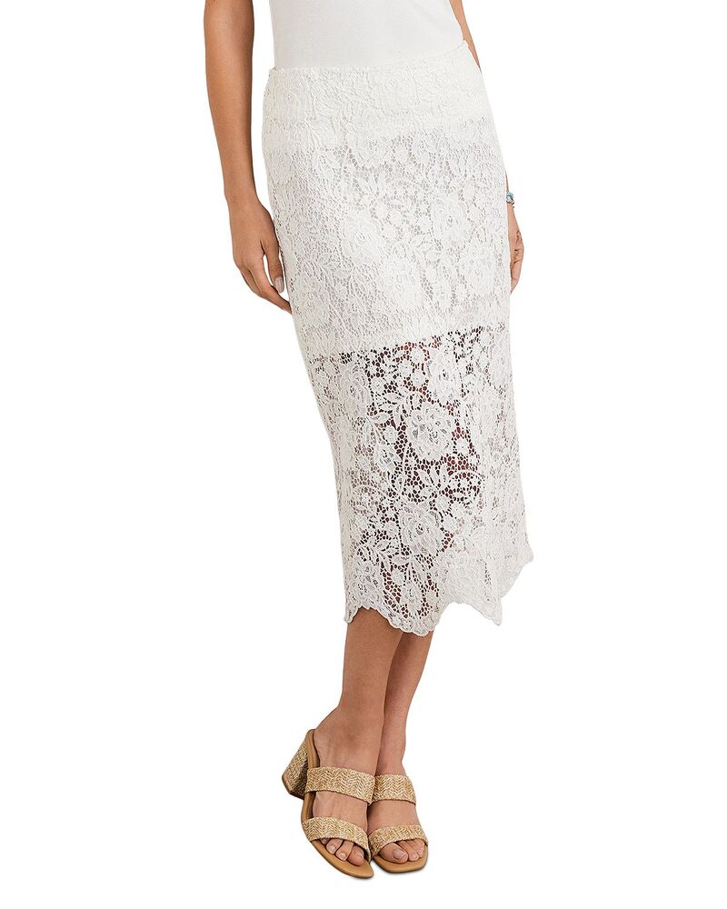 カレンケーン レディース 下つ方スコート midi スピード競技 Karen Kane Lace Midi Pencil Skirt Off White 象牙色
