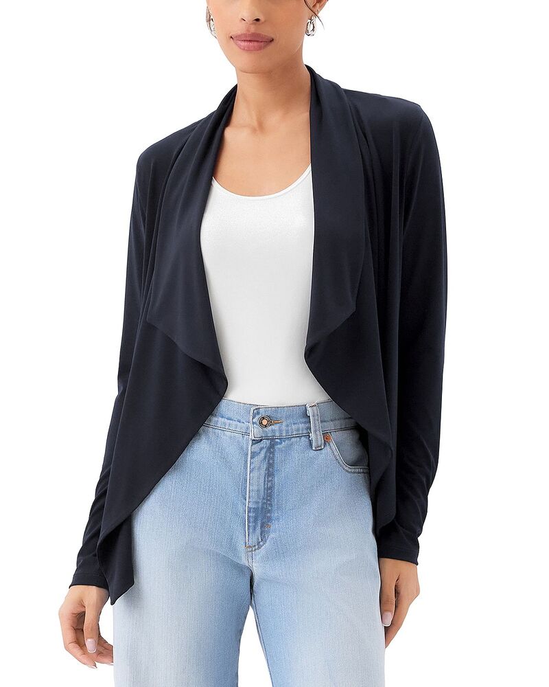 カレンケーン レディース アウター 編み物・スウェーター ドレープ ジレー Karen Kane Draped Open Front Cardigan Black 黒いこと