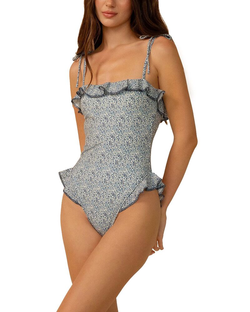 モンシー レディース 海水着 上下書き割り フラウンス Montce Jacelyn Ruffle One Piece Swimsuit Blue Petite Fleur 青碧