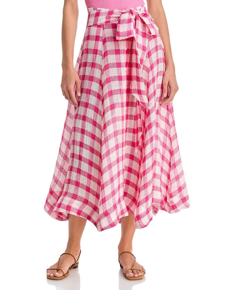 リサマリーフェマンデス レディース 下つ方スコート Lisa Marie Fernandez Beach Skirt Fuchsia Gingham Chios Gauze フューシャ