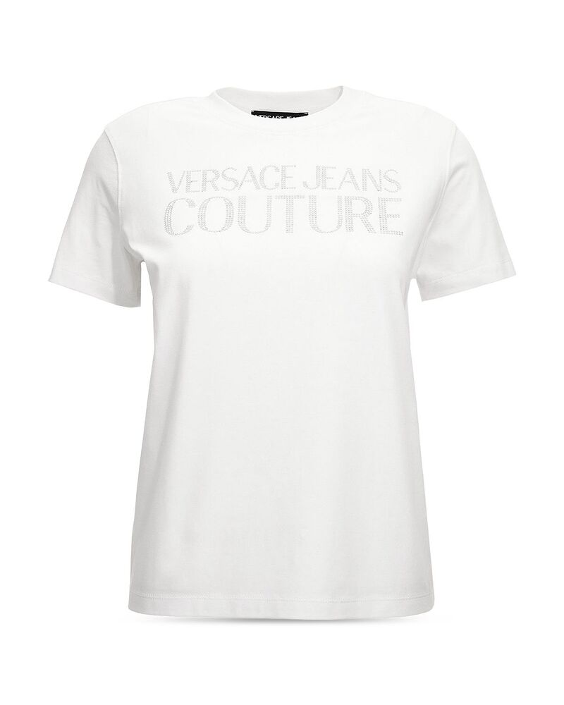 ヴェルサーチ レディース トップス Tシャツ ジャージー Versace Jeans Couture Jersey Stretch Tee White ホワイト｜ReVida 店
