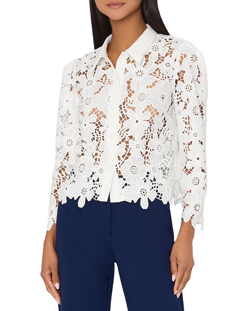 ミリー レディース トップス プルオーバー スピード競技 MILLY June Roja Lace Top White 白いこと