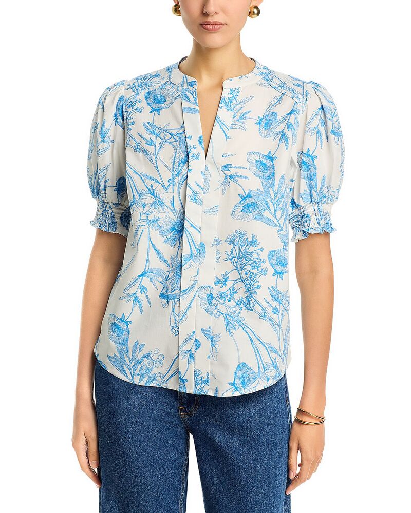 ティー・タハリ レディース トップス シャツ ブラウス Tahari Short Sleeve Split Neck Blouse Spring Bloom|ReVida 店