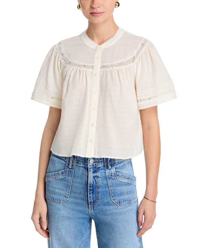 ページ レディース トップス プルオーバー トップ PAIGE Pasadena Button Front Blouse Ivory 象牙色