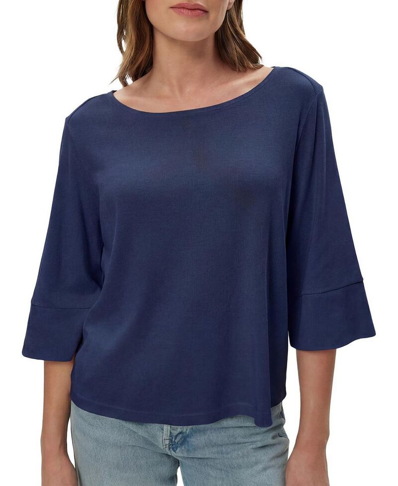 マイケルスターズ レディース トップス シャツ Michael Stars Rosalynn Wide Sleeve Boatneck Top Nocturnal｜ReVida 店