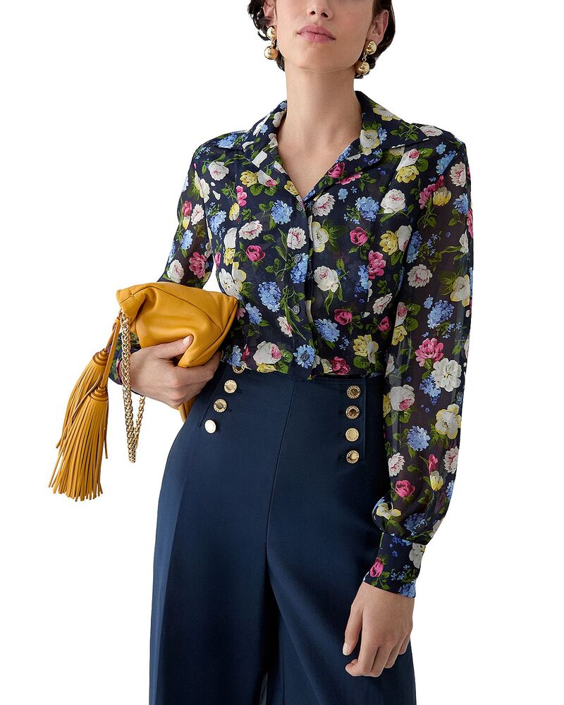 キャロライナヘレラ レディース トップス プルオーバー 絹地 Carolina Herrera Isabella Silk Shirt Midnight Multi マルチ色合い