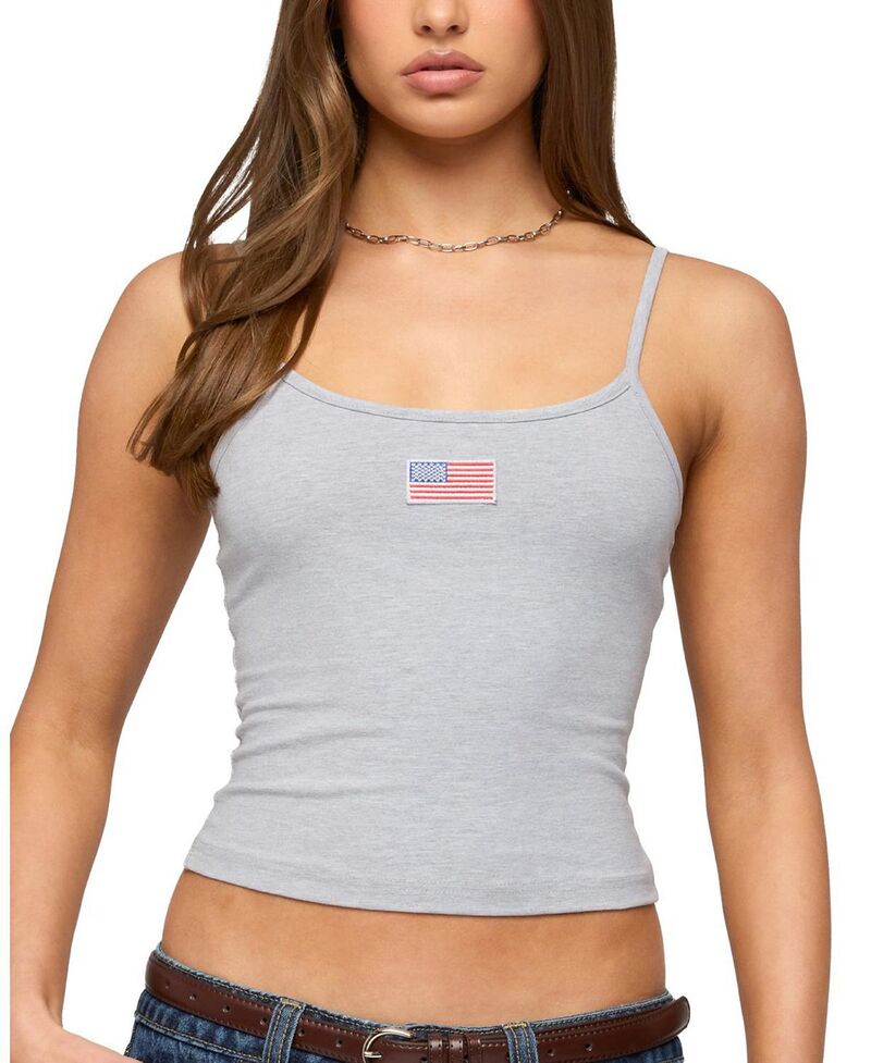 アディクテッド レディース トップス 貯蔵タンクいの一番 Edikted Usa Tank Top Gray-Melange 薄墨色 タンクトップ-トップス