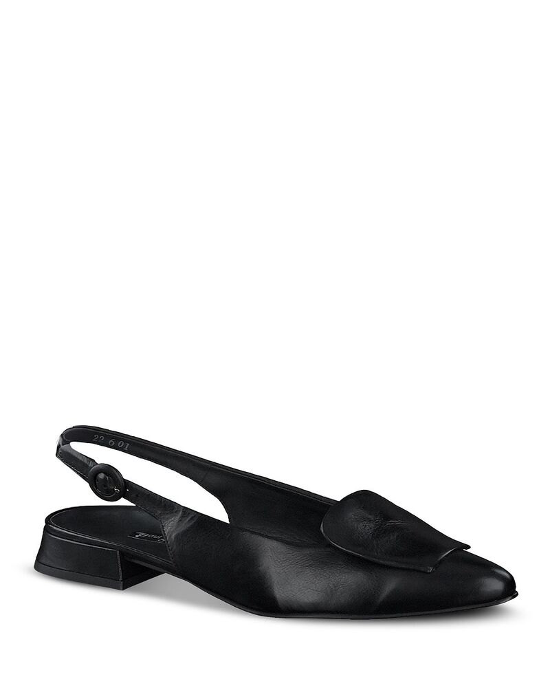 極点・緑であること レディース シューズ パンプス Paul Green Women\u0027s Viola Slingback Flats Black Leather 黒いこと