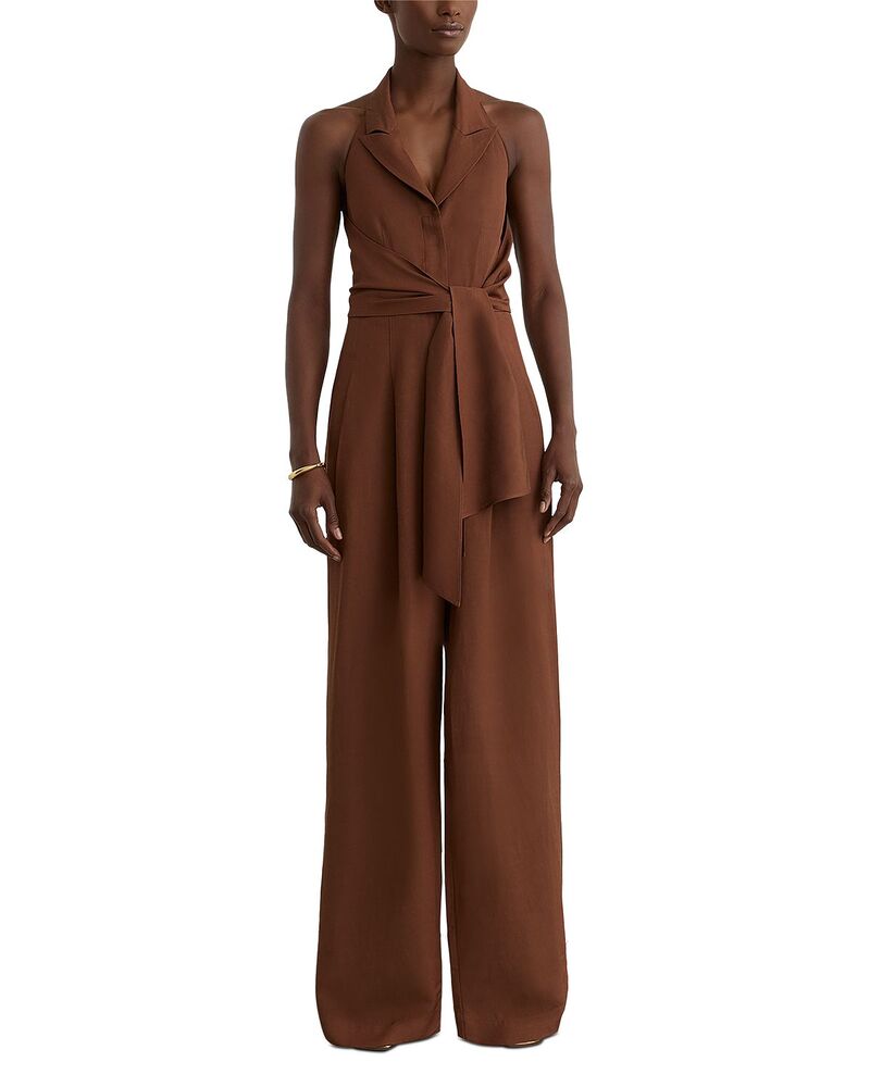 レイス レディース トップス 飛び降りる背広 プチ REISS Petite Taya Tie Front Jumpsuit Rust Orange オレンジ色