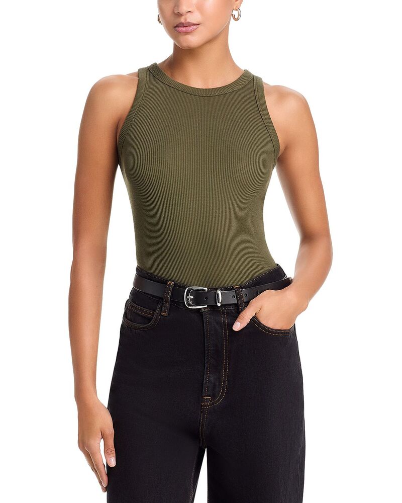 ラグアンドボーン レディース トップス 貯蔵タンクとっ始め rag \u0026 bone Thessential Rib Muscle Tank Top Dark Olive オリーブ