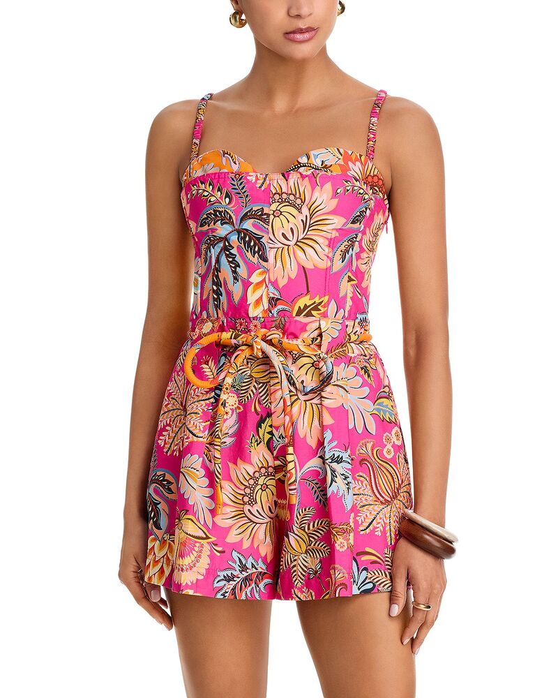 農園 レディース トップス 飛び降りる背広 ロンパース FARM Rio Ligia Tie Waist Romper Ligia Floral