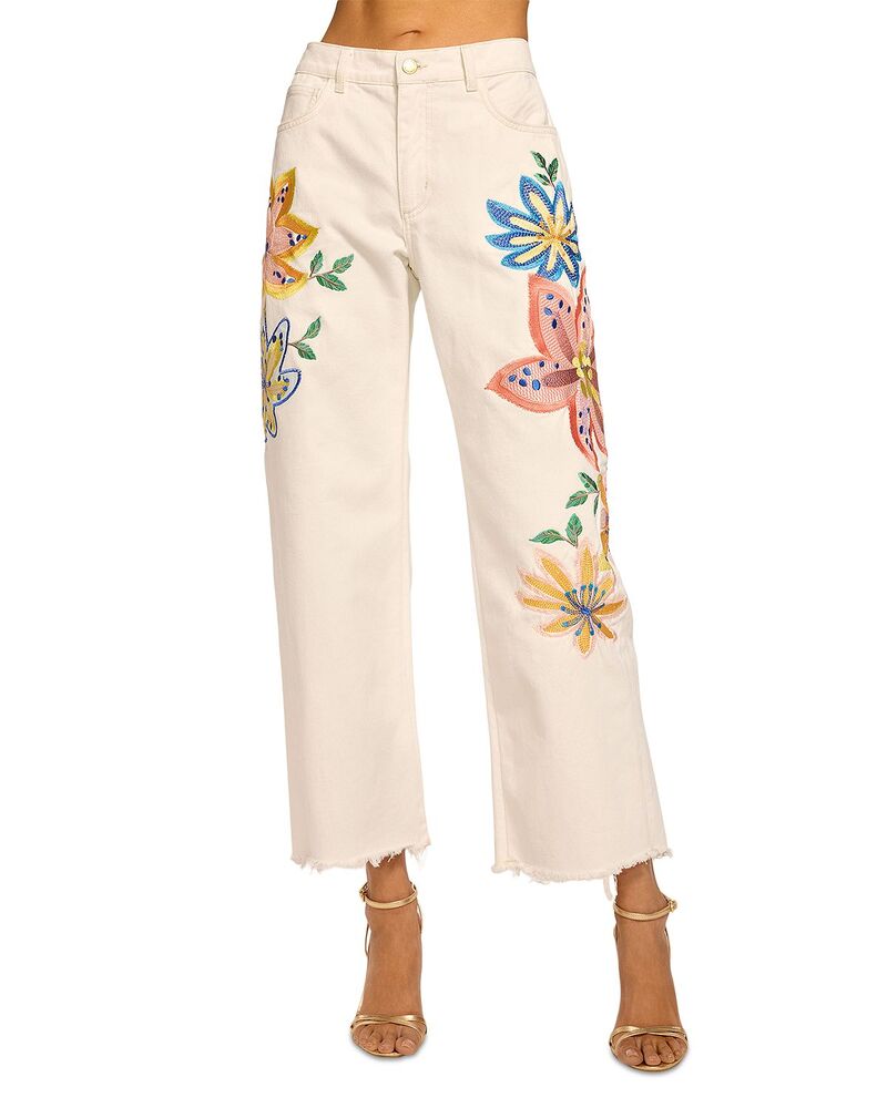 レイミー ブルック レディース ボトムス デニムパンツ 刺繍 アンクル ジーンズ Ramy Brook Amber Embroidered High Rise Ankle Jeans Embroidered Whitembroidered ホワイト|ReVida 店