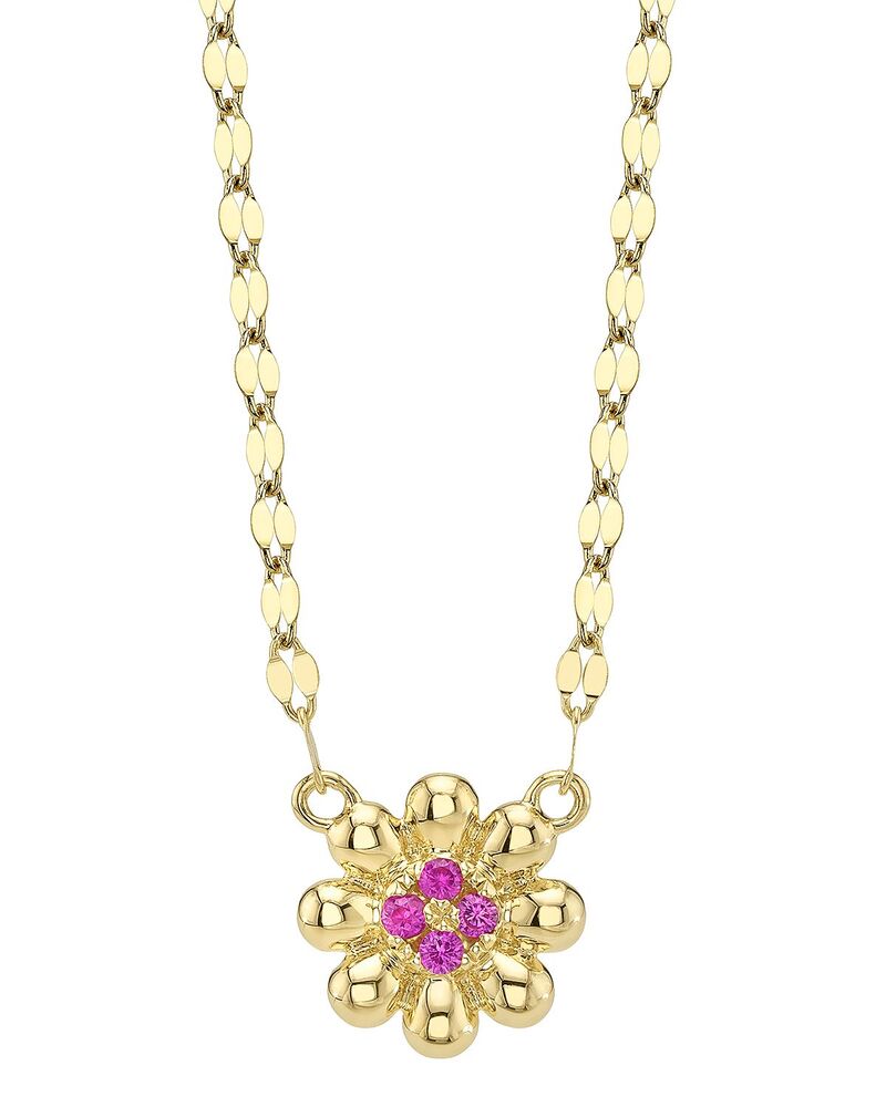 ムーン & メドウ レディース アクセサリー ネックレス・チョーカー・ペンダントトップ レース Moon & Meadow 14K Yellow Gold Pink Sapphire Flower Pendant Necklace 18 Gold ゴールド|ReVida 店