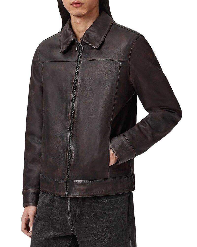 オールセインツ メンズ アウター ジャケット・ブルゾン レザー ALLSAINTS Alkan Leather Jacket Oxblood Red レッド|ReVida 店